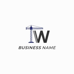 design logo combine construction and letter W