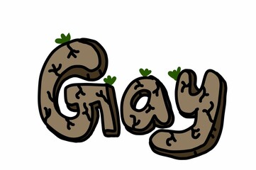 text gay on white background