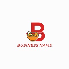design logo creative noodles and letter B