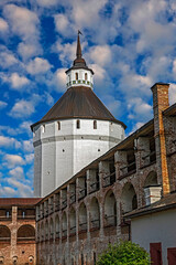 Monastery wall and tower. Kirillo-Belozersky monastery, city of Kirillov, Russia