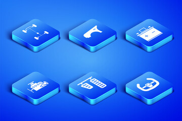 Set Sport steering wheel, Chassis car, Car gas and brake pedals, engine, fender and battery icon. Vector