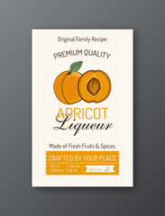 Apricot liqueur alcohol label template Modern vector packaging design layout Isolated - obrazy, fototapety, plakaty