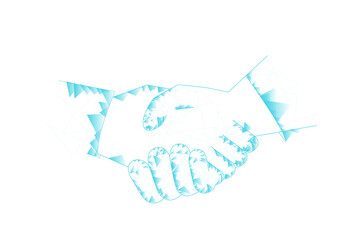 Handshake isolated on background. For web site, poster, placard and greeting card. Useful for contract agreement and presentation material. Creative art concept, vector illustration