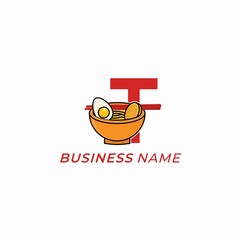 design logo creative letter T and noodles