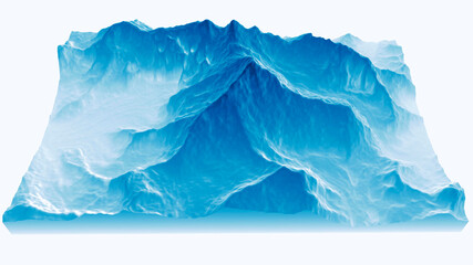 Satellite view of Mount Everest, Lhotse I, Nuptse, base camps for the ascent to the mountains of the Himalayas, on the border between Nepal and China. Section, 3d rendering. South side view