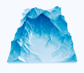 Fototapeta premium Satellite view of Mount Everest, Lhotse I, Nuptse, base camps for the ascent to the mountains of the Himalayas, on the border between Nepal and China. Section, 3d rendering. West side view 