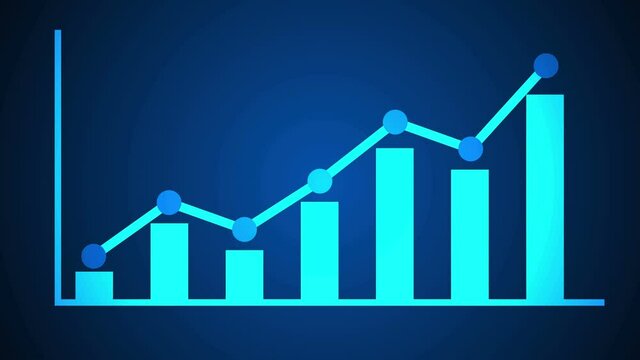 Data report bar graph and line graph chart animated. Grow or success profit diagram concept. Available in 4K FullHD and HD video