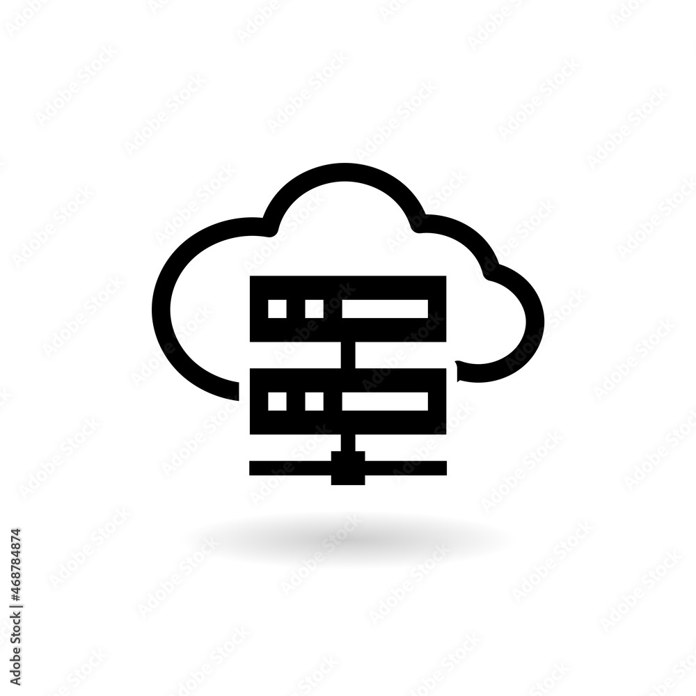 Poster cloud computing icon with shadow isolated on white background
