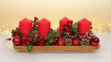 Christmas candles on white