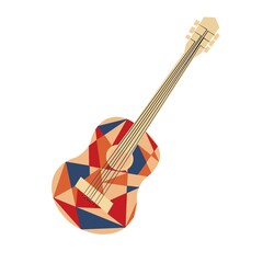 Abstract musical instruments. Guitar on white background. Illustration. Isolated.