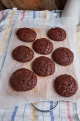chocolate cookies on parchment
