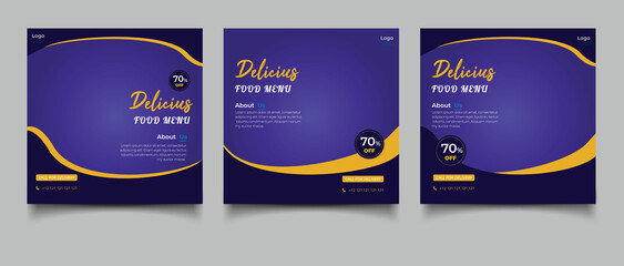 Luxury food social media promotion banner post design template