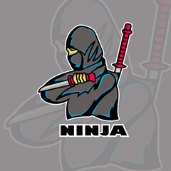 Simple ninja esport logo ilustration template.