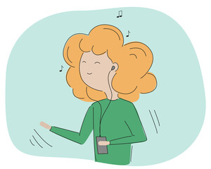 Image of a girl listening to music with headphones