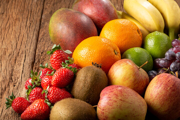 Assortment of fresh fruits on the table.