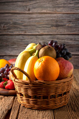 Assortment of fresh fruits on the table.