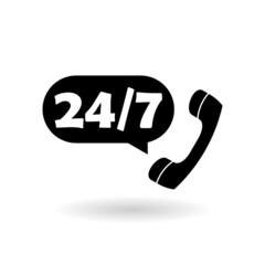 Call center service icon with shadow isolated on white background