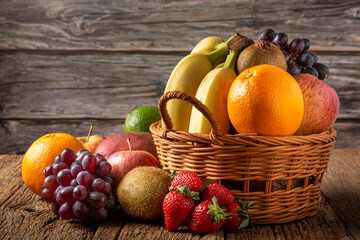 Assortment of fresh fruits on the table.