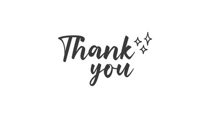 Thank you lettering text with shinning sparks. Hand written message.