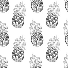 Hand drawn happy summer mood seamless pattern. Vector sketch. Summer objects drawing doodle