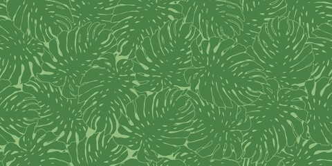 Green jungle leaves seamless pattern. Tropical pattern, monstera palm leaves seamless.