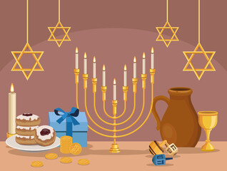 happy hanukkah celebrating