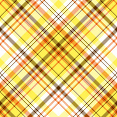 Seamless pattern in positive yellow, orange, brown and white colors for plaid, fabric, textile, clothes, tablecloth and other things. Vector image. 2
