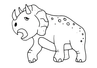 Triceratops dinosaur in doodle style. Isolated vector.