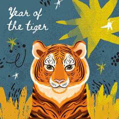 Trendy greeting card - Year of the Tiger - 468797643