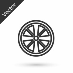Fototapeta premium Grey line Alloy wheel for a car icon isolated on white background. Vector