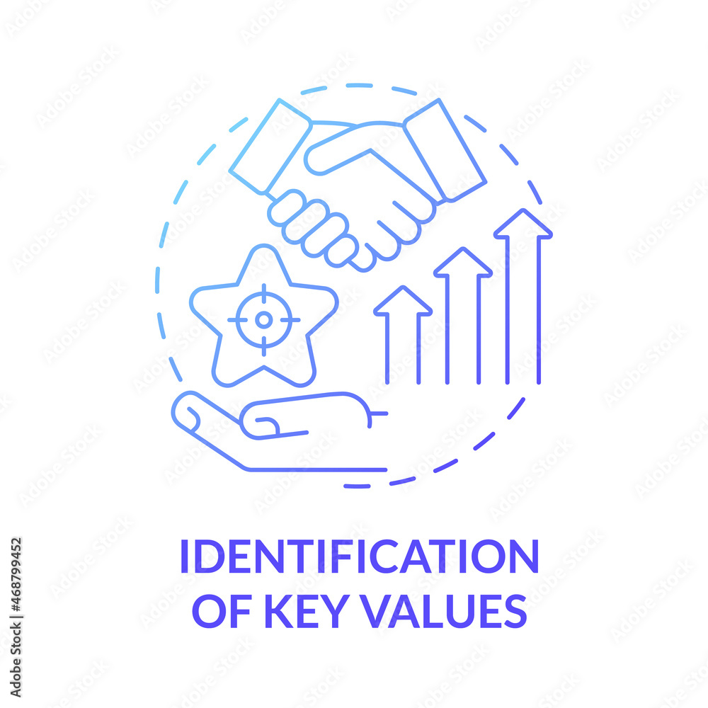 Poster key values identification blue gradient concept icon. business development. improve service performa