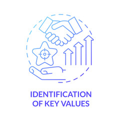 Key values identification blue gradient concept icon. Business development. Improve service performance. Brand planning abstract idea thin line illustration. Vector isolated outline color drawing