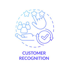 Customer recognition blue gradient concept icon. Client positive review of company. Consumer experience. Brand planning abstract idea thin line illustration. Vector isolated outline color drawing