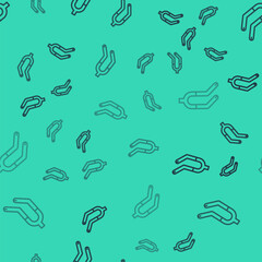 Obraz premium Black line Bicycle suspension fork icon isolated seamless pattern on green background. Sport transportation spare part steering wheel. Vector