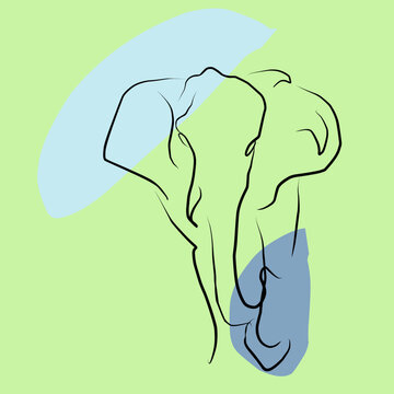 Art line skecth drawing an elephant big mammal animals