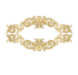 ANCIENT HERALDIC EMBLEM OF GOLD DECORATED IN BAROQUE STYLE DECORATIVE ELEGANCE LUXURY PATTERNS GOLD STOCK ILLUSTRATION