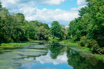 Peaceful Assabet river and reflections MA USA