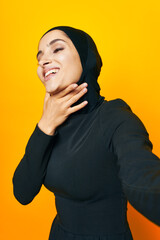 arab woman fun ethnicity model posing emotions studio lifestyle