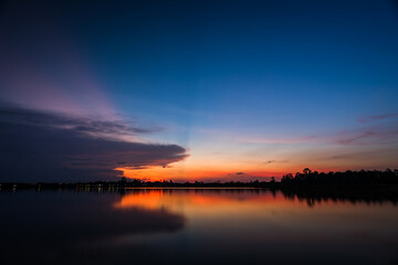 Sunset at the lake landscape