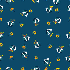 Floral art, Flowers and leaf Seamless pattern, Vector illustration.