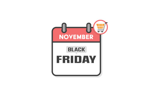 ブラックフライデーのイメージ - ショッピングカートのバッジ付き11月の金曜日のカレンダー 