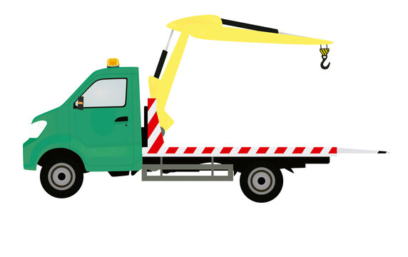 Green tow truck. vector illustration