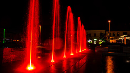 Illuminated colorful fountains