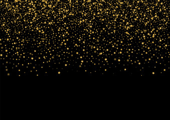 Yellow Star Background Black Vector. Stars Flare Illustration. Bright Year. Night Design. Golden Spark Tiny.