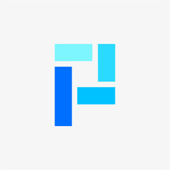 P initial square logo vector image