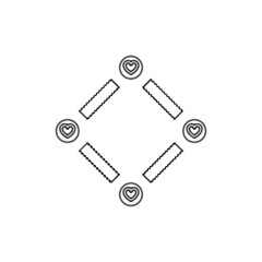 Donete line icon. Simple style donation poster background symbol. Logo design element. T-shirt printing. Vector for sticker. Zig-zag style icon.