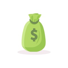 vector illustration of  bag with money. Icon. 