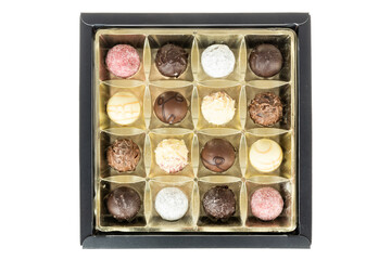 Box of various chocolate candies