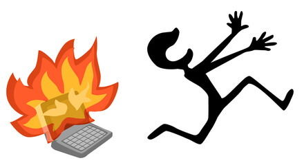 Computer Fire Escape Cartoon