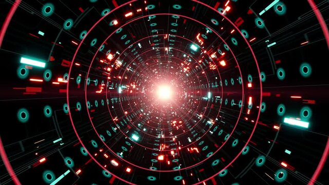 Glowing Cyber Circuit Tunnel